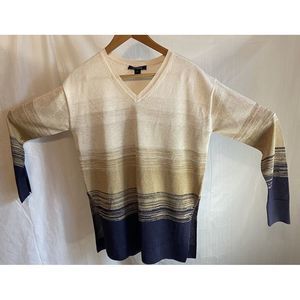 Women's St. John Gold & Navy 3/4 Sleeve Lightweight Sweater-Size XS-Tiny Pulls‎